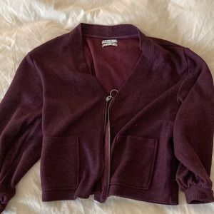 Urban Outfitters burgundy ballon sleeve cardigan